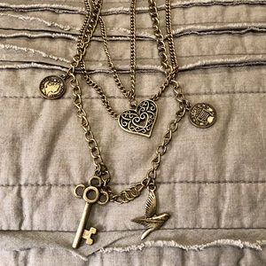 Multi-chain Gold Charm Necklace